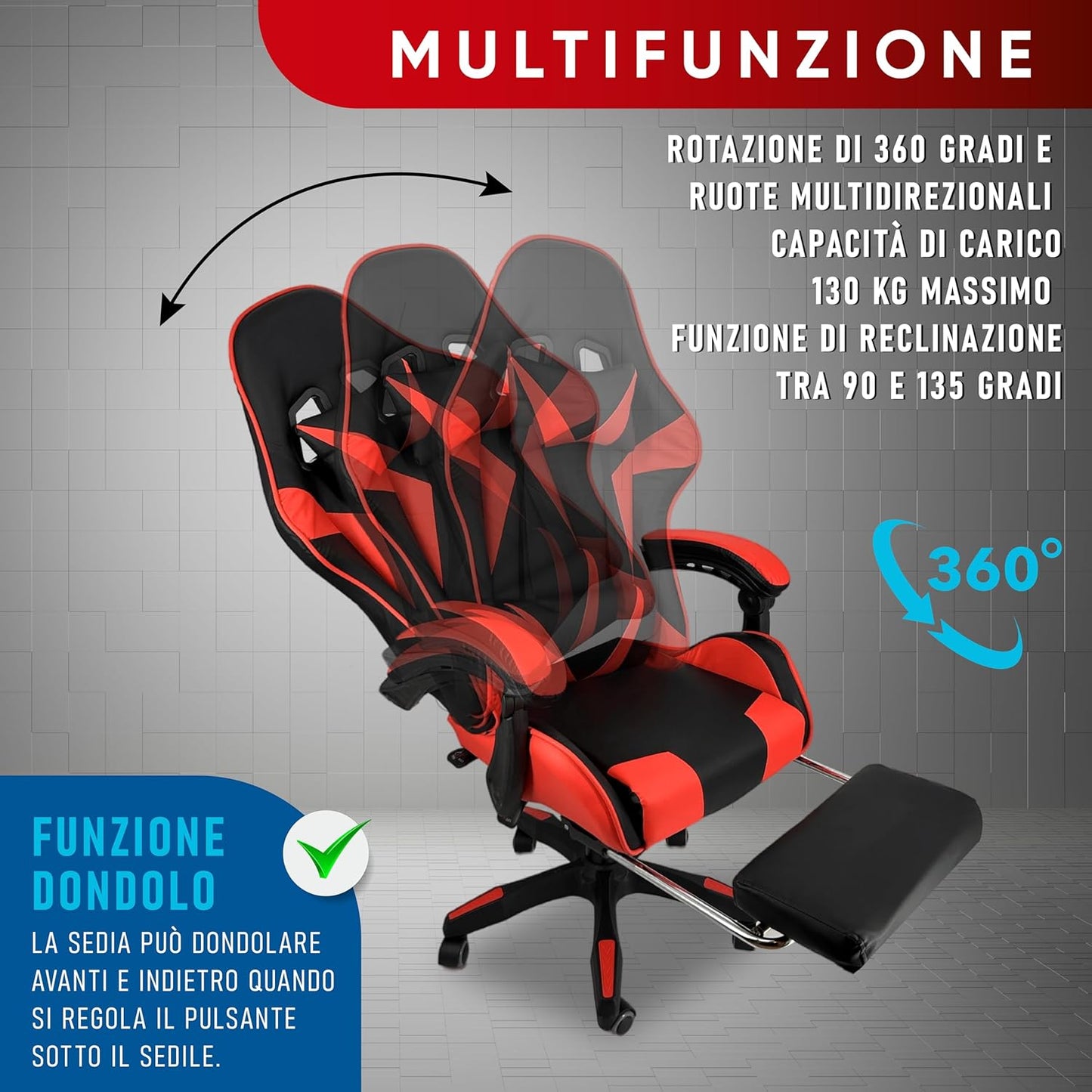 Sedia da gioco Walden (Rosso)