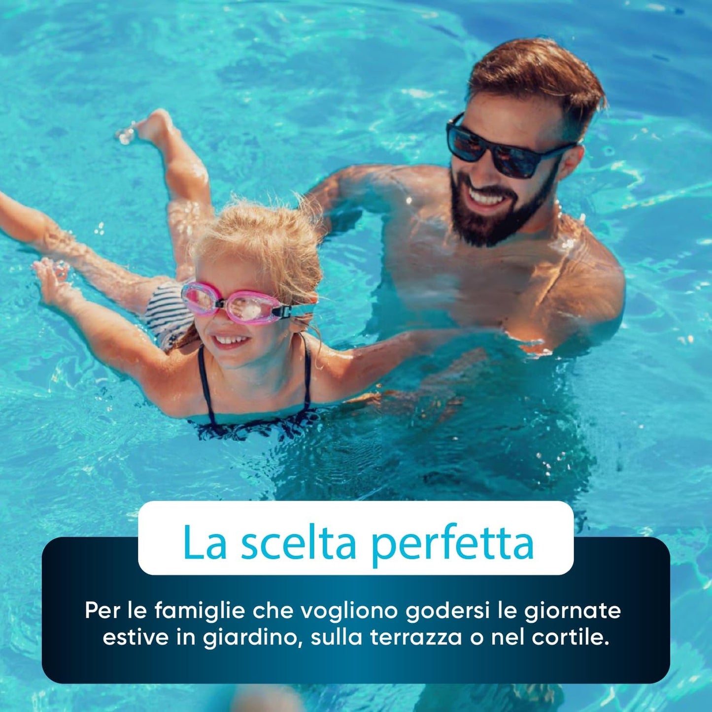 Piscina da giardino con struttura in acciaio, set completo con pompa filtro, copertura del distributore di prodotti chimici, piscina rotonda con struttura in acciaio, set completo