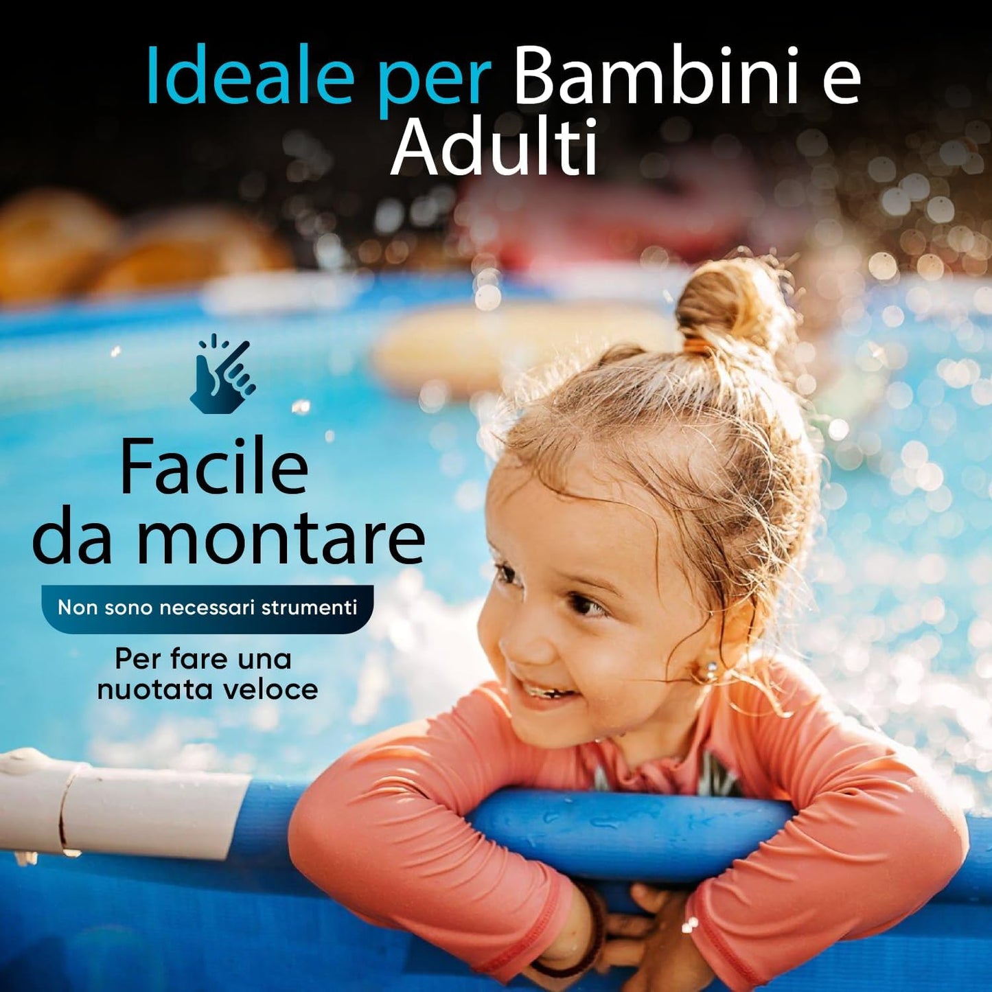 Piscina da giardino con struttura in acciaio, set completo con pompa filtro, copertura del distributore di prodotti chimici, piscina rotonda con struttura in acciaio, set completo