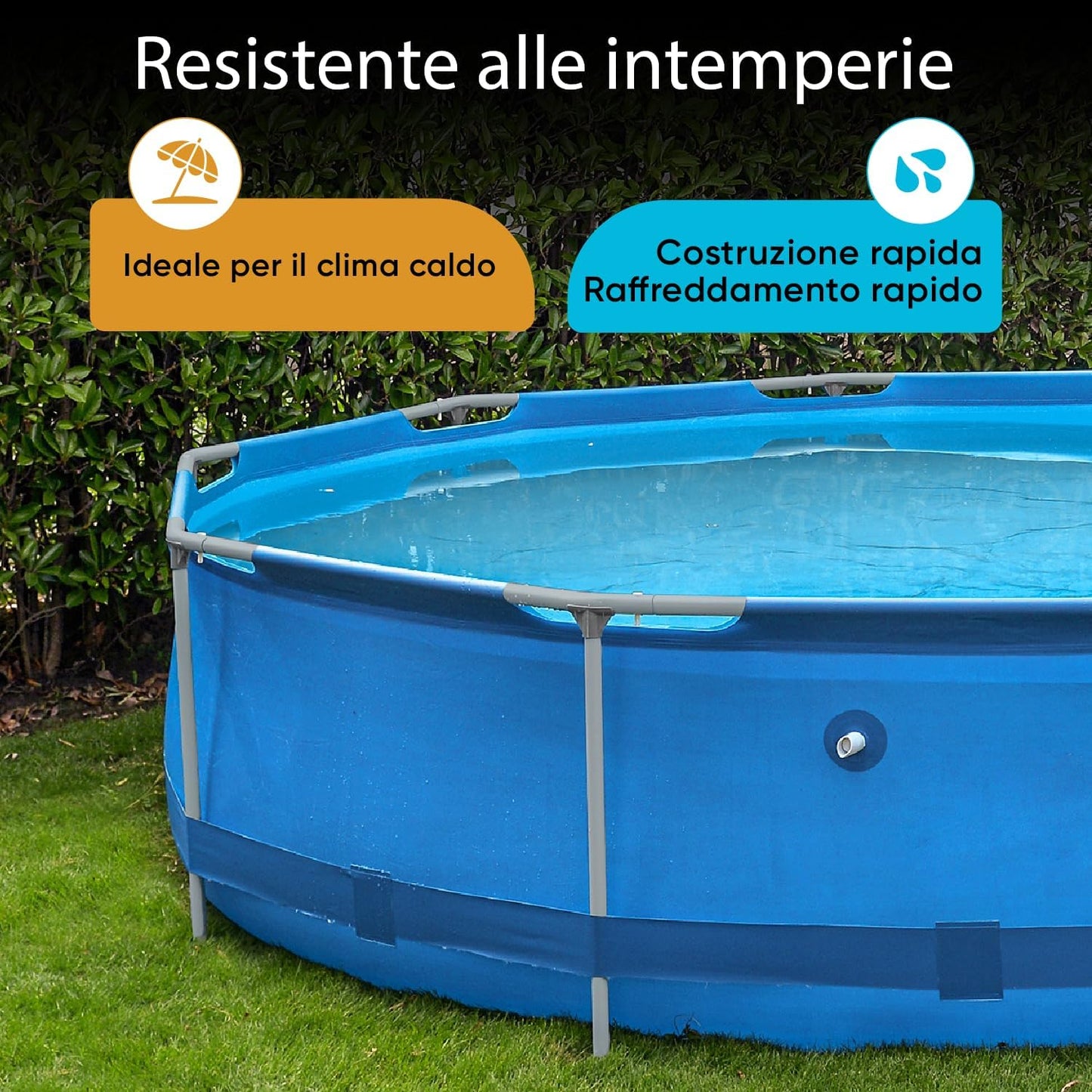 Piscina da giardino con struttura in acciaio, set completo con pompa filtro, copertura del distributore di prodotti chimici, piscina rotonda con struttura in acciaio, set completo